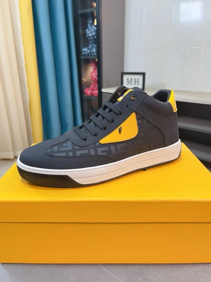 Ex-factory price 420🌹🌹【fendi Fendi】: 🔝High-end brand of men's shoes: high-top series: official website 1:1 latest masterpiece: the upper is made of brand fabric with imported cowhide technology, ➕🐑made in sheepskin👍, making walking more convenient and comfortable, a stunning work, compared with the official quality, the beautiful 1:1 replica [color]! Create a fashionable personality to set off your uniqueness! A must-have for trendy men! 🔥Size: 38-44.